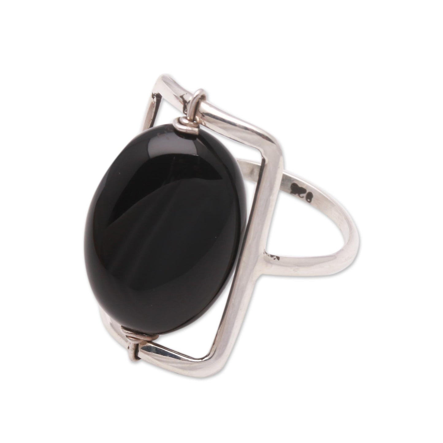 Deep Soul Black Onyx Single-Stone Ring Crafted in Bali