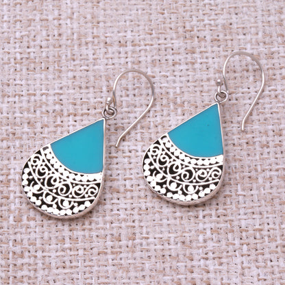 Bali Tears Teardrop Sterling Silver and Resin Dangle Earrings from Bali