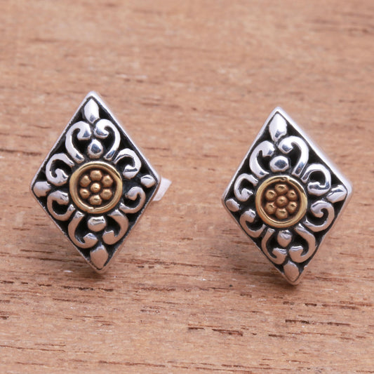 Kite Bouquet Kite-Shaped Gold Accented Sterling Silver Button Earrings