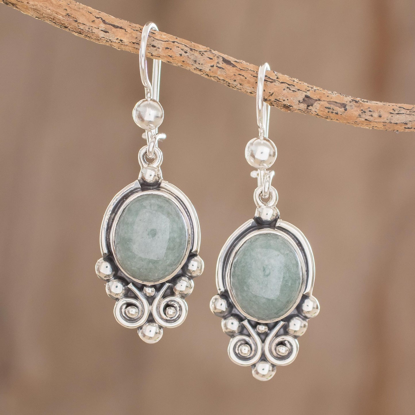 Praise Love in Apple Green Apple Green Jade Dangle Earrings from Guatemala