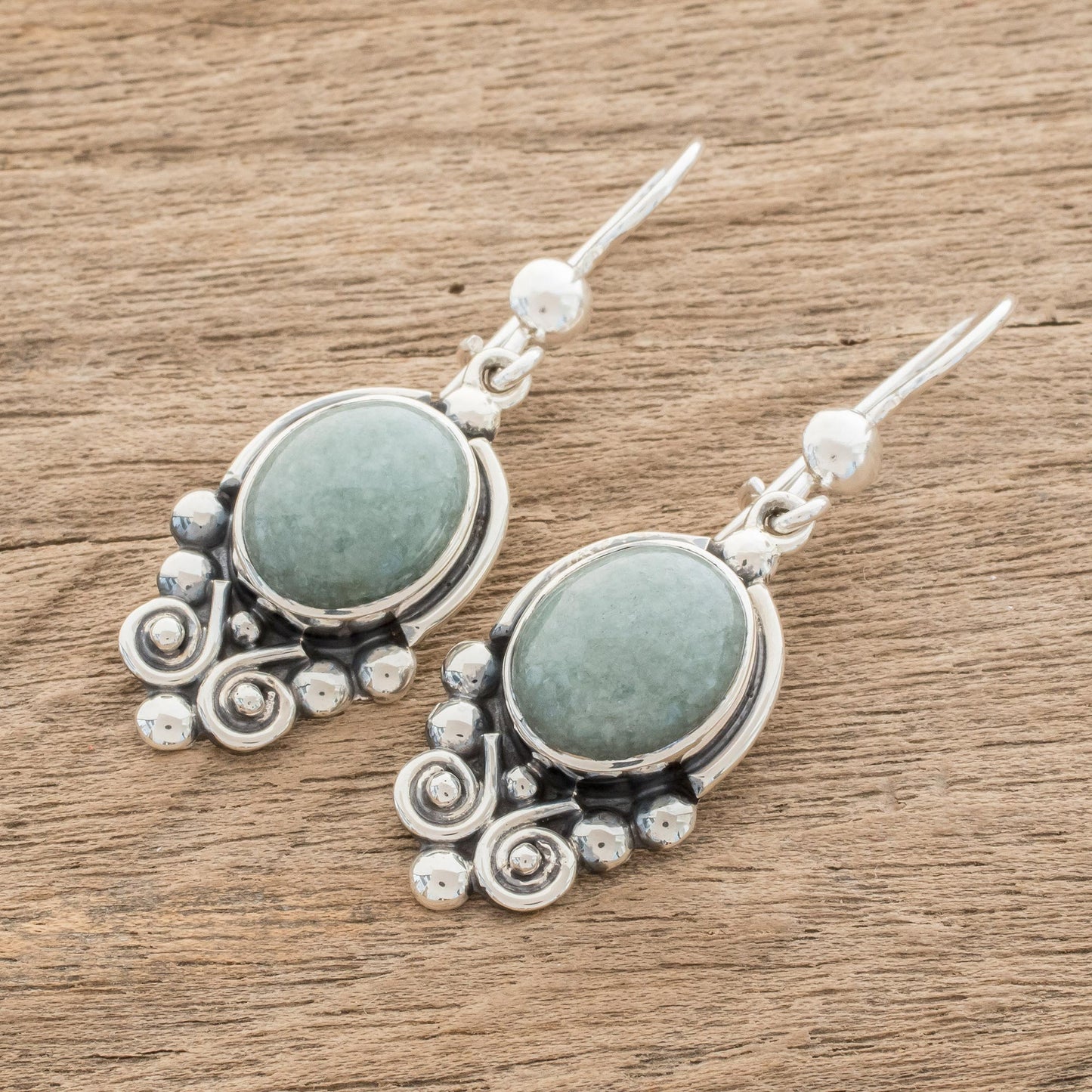 Praise Love in Apple Green Apple Green Jade Dangle Earrings from Guatemala