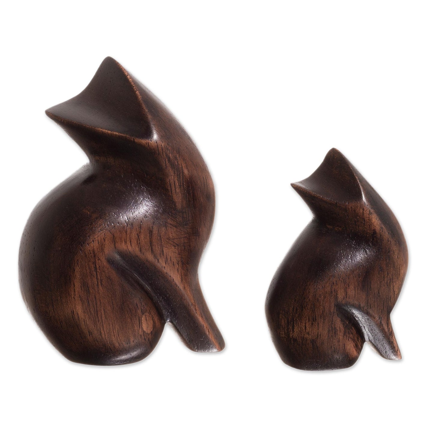 Mother Cat Cedar Wood Cat Figurines from Peru (Pair)