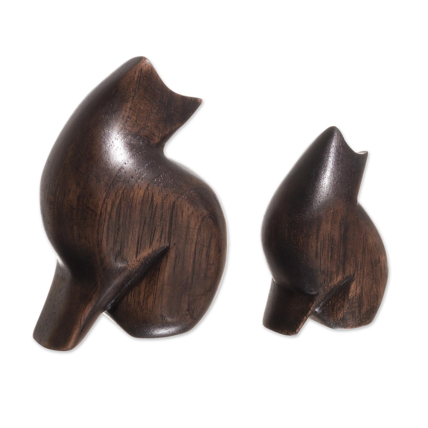 Mother Cat Cedar Wood Cat Figurines from Peru (Pair)