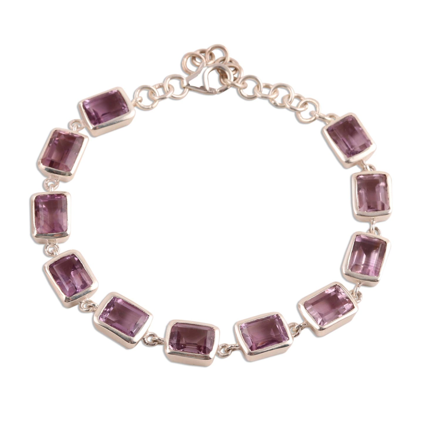 Royal Rectangles Rectangular Amethyst Link Bracelet from India