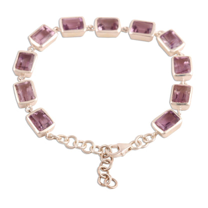 Royal Rectangles Rectangular Amethyst Link Bracelet from India