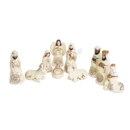 Sweet Hope Handmade Ceramic Nativity Scene from El Salvador (10 Pieces)