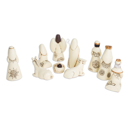 Sweet Hope Handmade Ceramic Nativity Scene from El Salvador (10 Pieces)