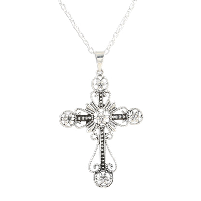 Floral Faith Floral Cross Sterling Silver Pendant Necklace from India