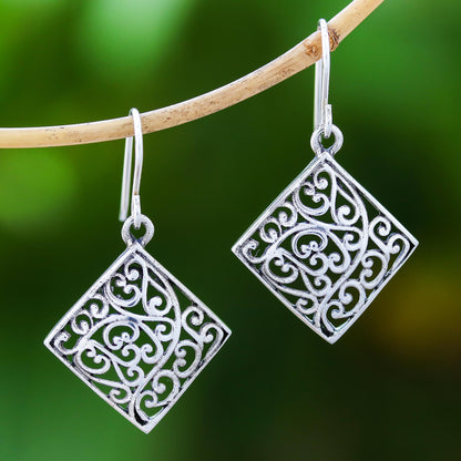 Vintage Vines Vine Pattern Sterling Silver Dangle Earrings from Thailand