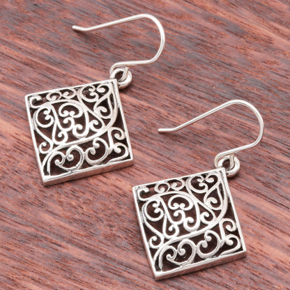 Vintage Vines Vine Pattern Sterling Silver Dangle Earrings from Thailand