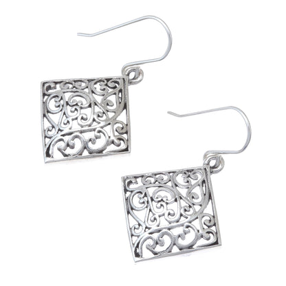 Vintage Vines Vine Pattern Sterling Silver Dangle Earrings from Thailand