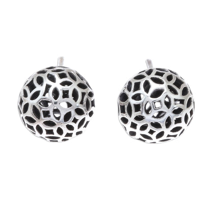 Shiny Seeds Seed Pattern Sterling Silver Stud Earrings from Thailand