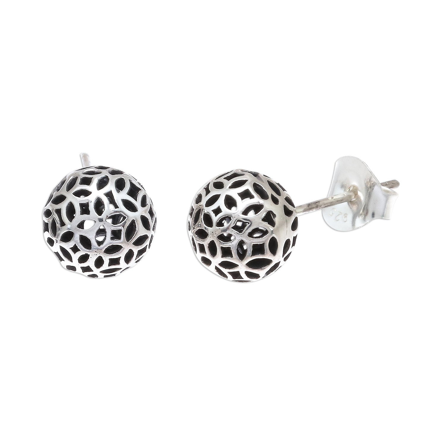 Shiny Seeds Seed Pattern Sterling Silver Stud Earrings from Thailand