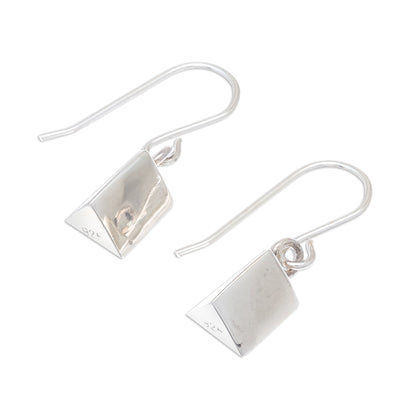 Shining Triangles Geometric Triangular Sterling Silver Dangle Earrings