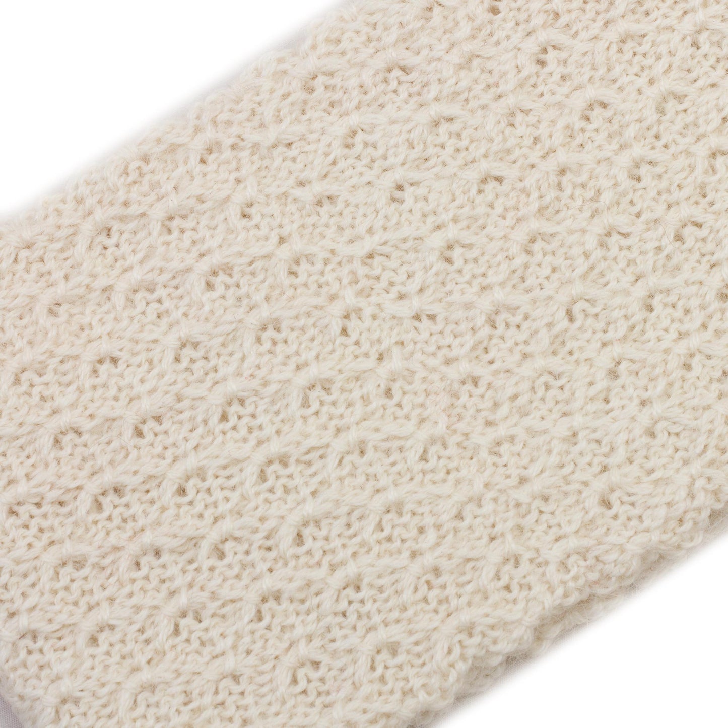 Wavelength in Alabaster Off-White 100% Baby Alpaca Honeycomb Pattern Knit Headband