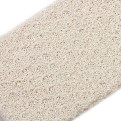 Wavelength in Alabaster Off-White 100% Baby Alpaca Honeycomb Pattern Knit Headband