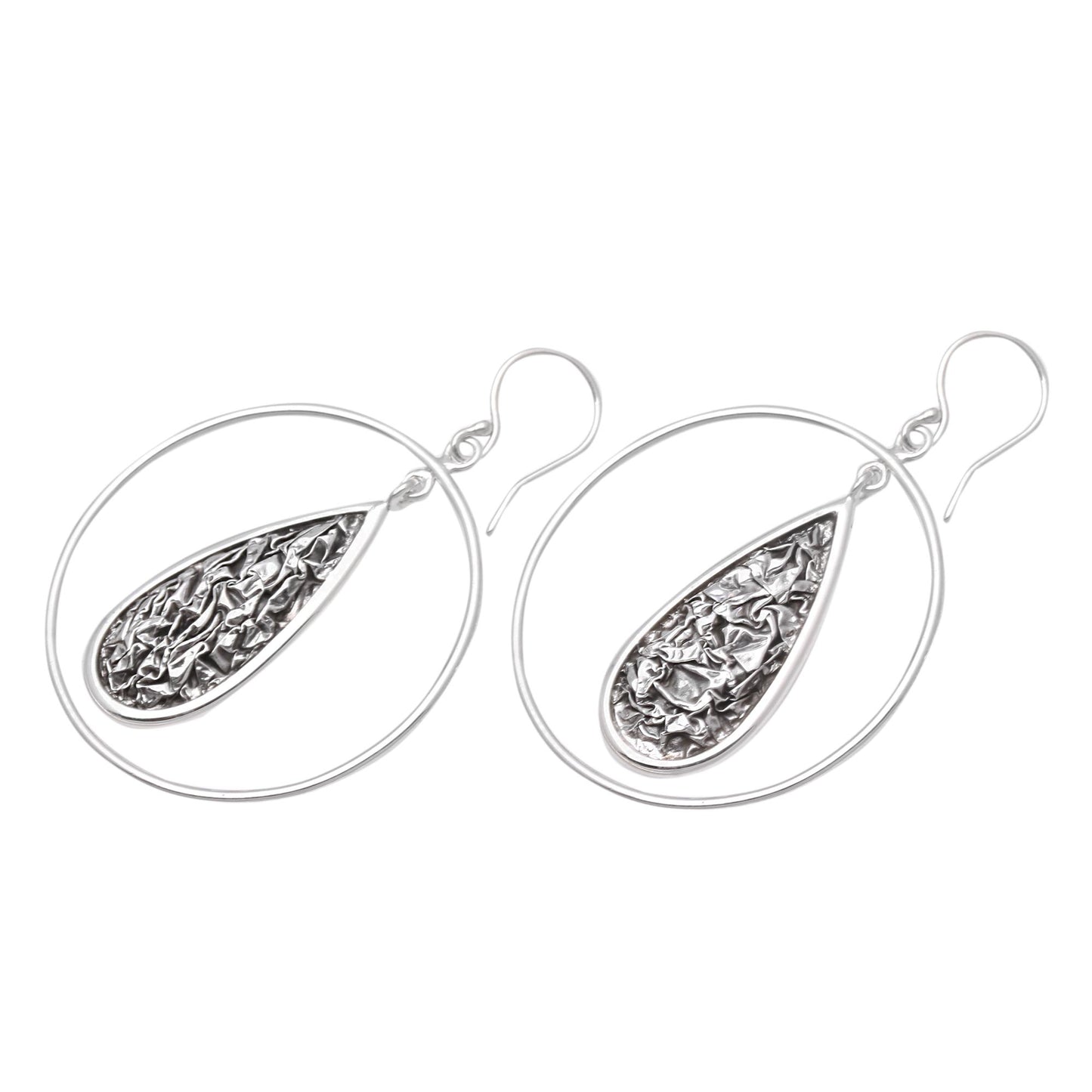 Contour Drops Drop-Shaped Contoured Sterling Silver Dangle Earrings