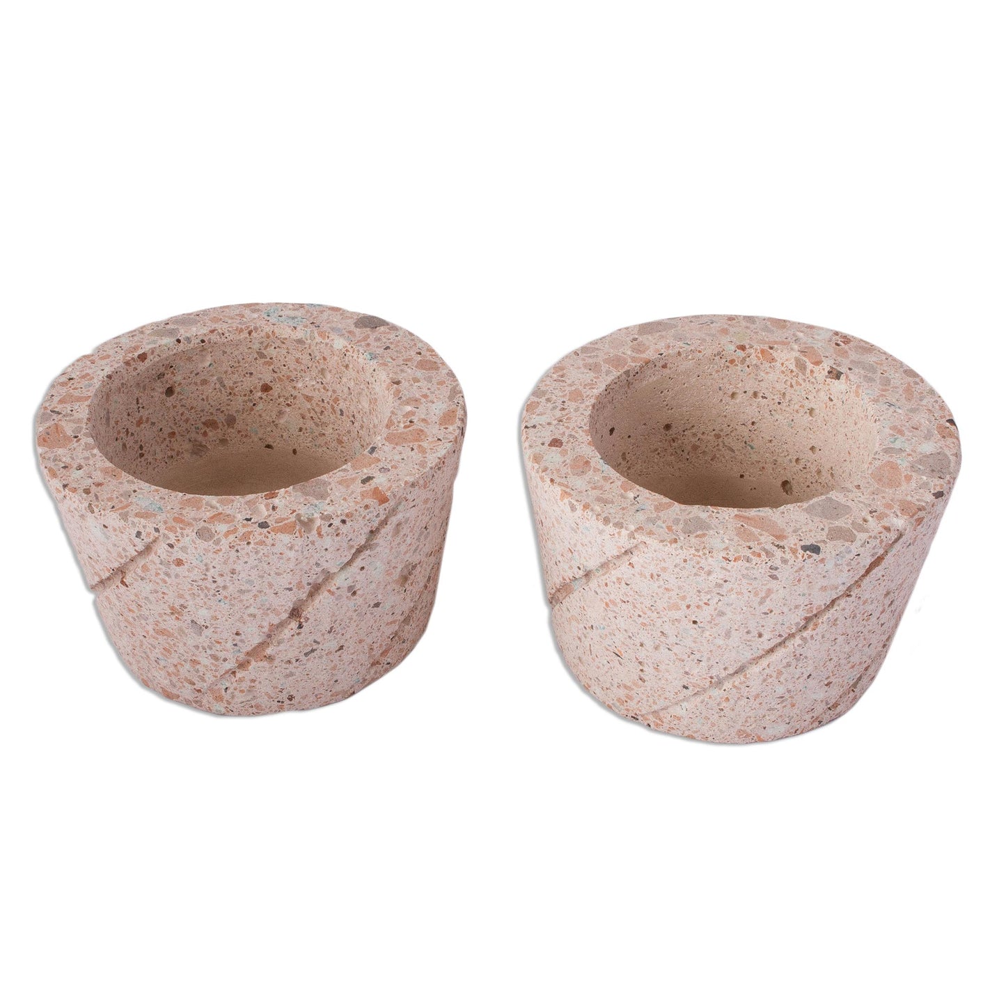 Verdant Spirals Spiral Pattern Reclaimed Stone Flower Pots (Pair)