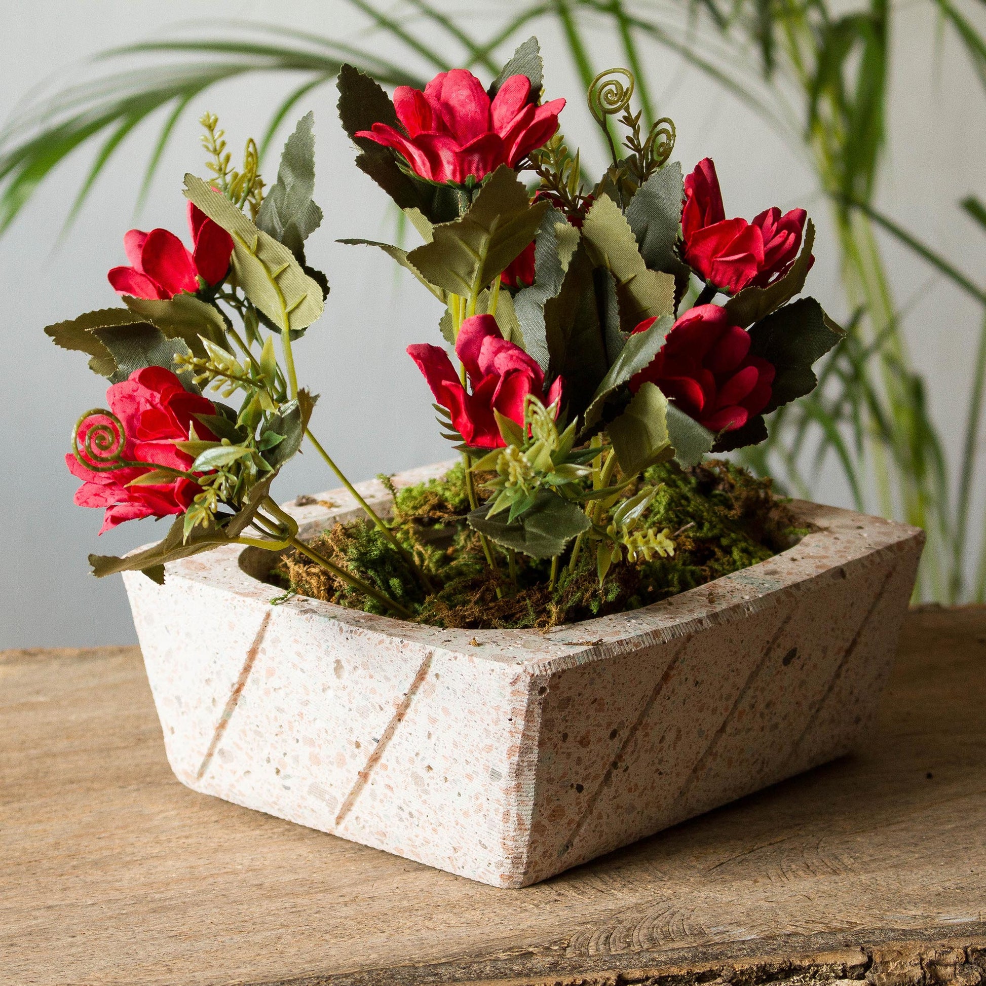 rectangular shaped plant pots NOVICA Striped Rectangle Rectangular Reclaimed Stone Flower Pot from Mexico