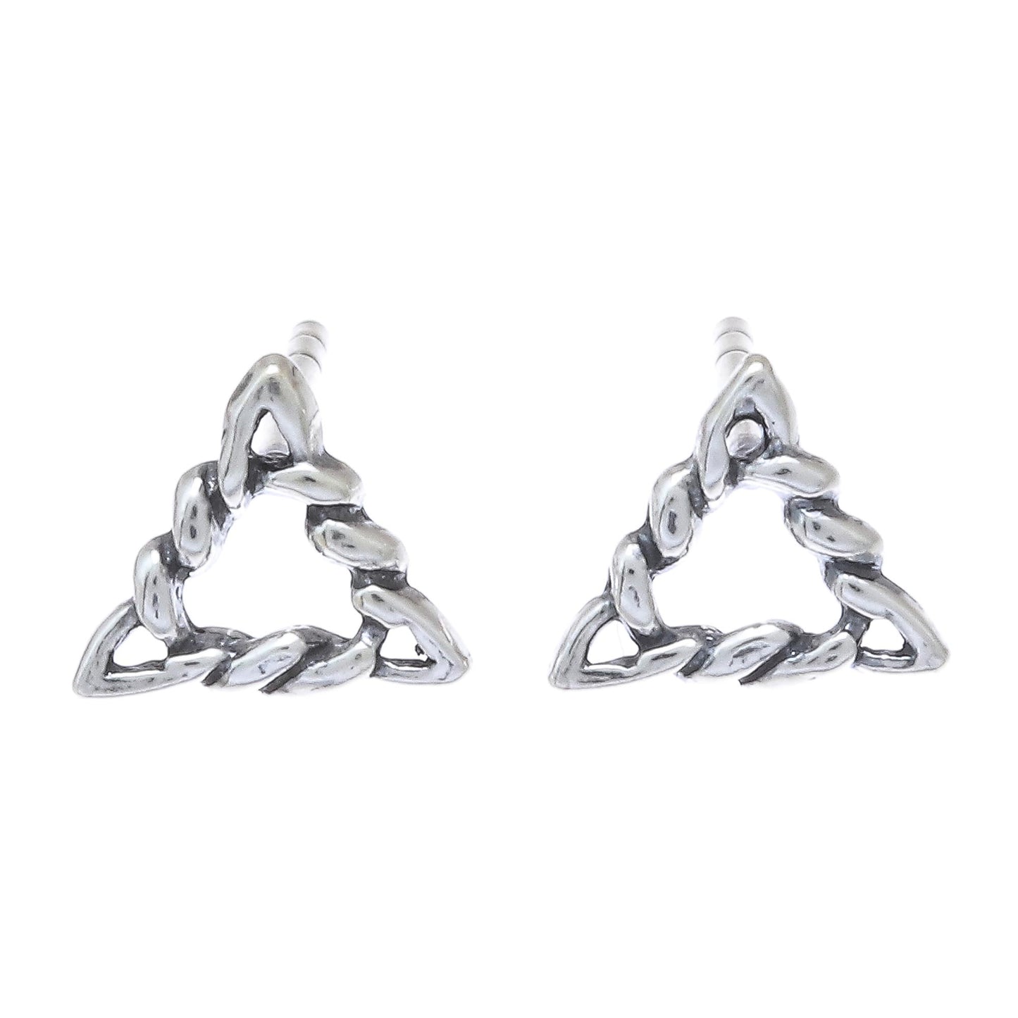 Rope Triangles Rope Pattern Triangular Sterling Silver Stud Earrings