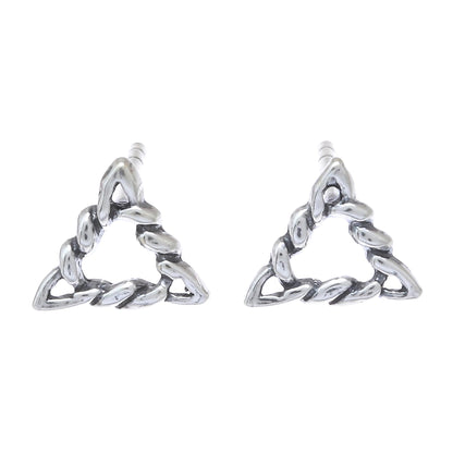 Rope Triangles Rope Pattern Triangular Sterling Silver Stud Earrings