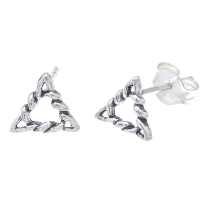 Rope Triangles Rope Pattern Triangular Sterling Silver Stud Earrings