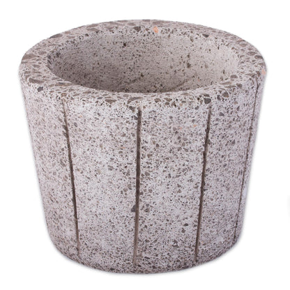 Plant Barrel Striped Reclaimed Stone Flower Pot from Mexico