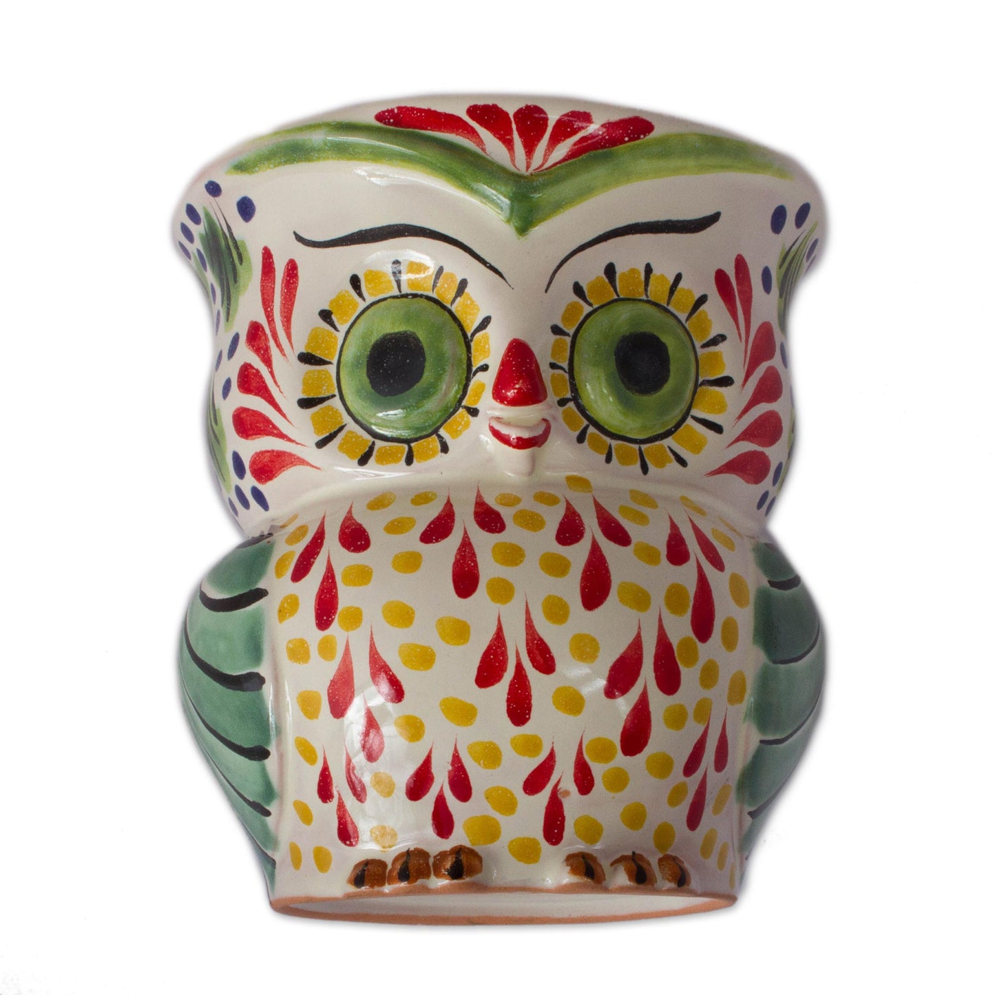 Owl Planter Colorful Ceramic Owl Flower Pot from Mexico