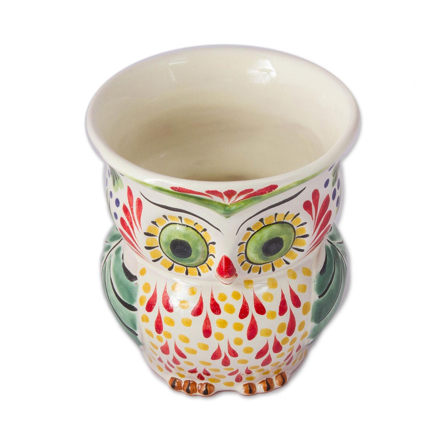 Owl Planter Colorful Ceramic Owl Flower Pot from Mexico