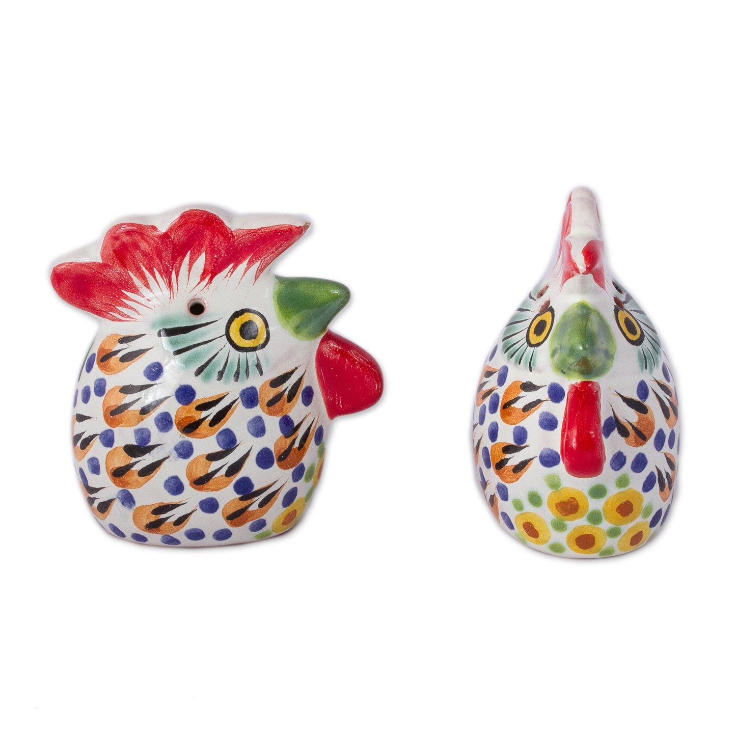 Farm Roosters Hand-Painted Ceramic Rooster Salt and Pepper Shakers (Pair)