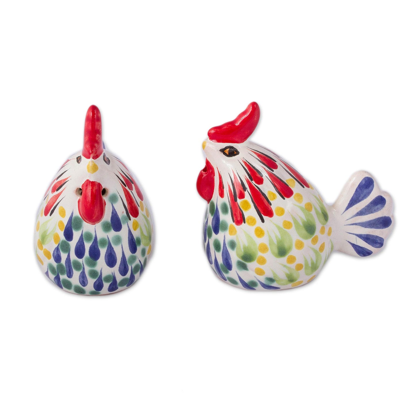 Colorful Roosters Artisan Crafted Ceramic Rooster Salt and Pepper Shakers