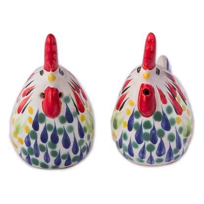 Colorful Roosters Artisan Crafted Ceramic Rooster Salt and Pepper Shakers