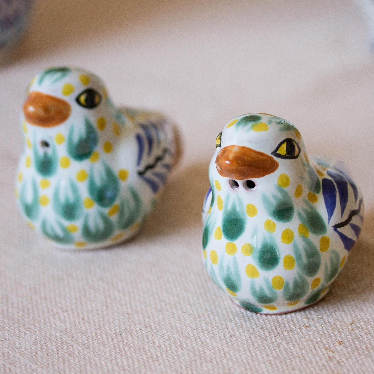 Sweet Doves Majolica Ceramic Dove Salt and Pepper Shakers (Pair)