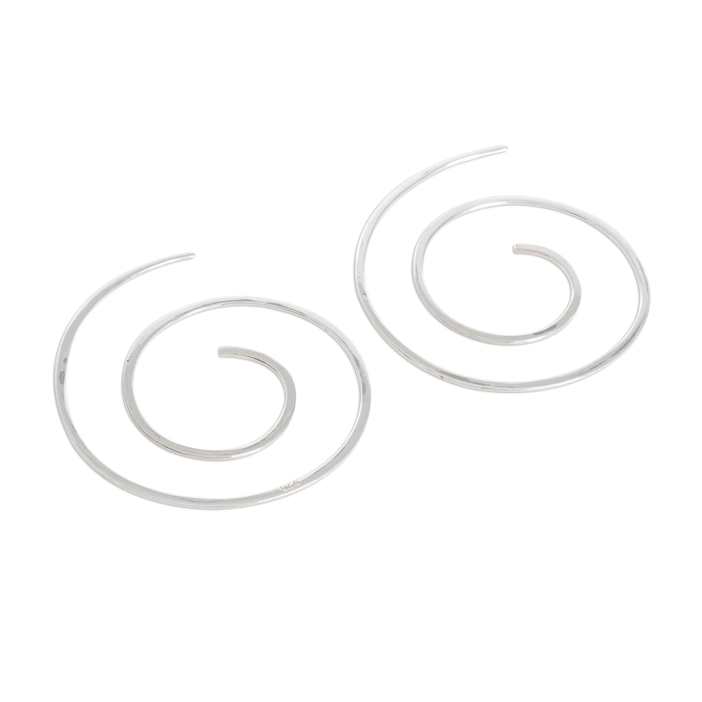 Fibonacci's Beauty Spiral Sterling Silver Half-Hoop Earrings from Guatemala