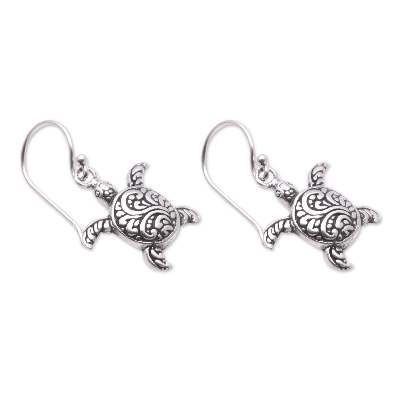 Baby Turtles Sterling Silver Sea Turtle Dangle Earrings from Bali