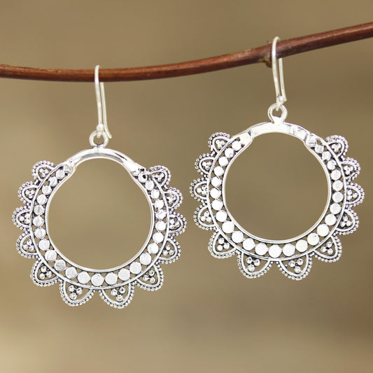 Glamorous Petals Petal Pattern Sterling Silver Dangle Earrings from India