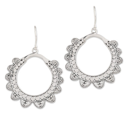 Glamorous Petals Petal Pattern Sterling Silver Dangle Earrings from India