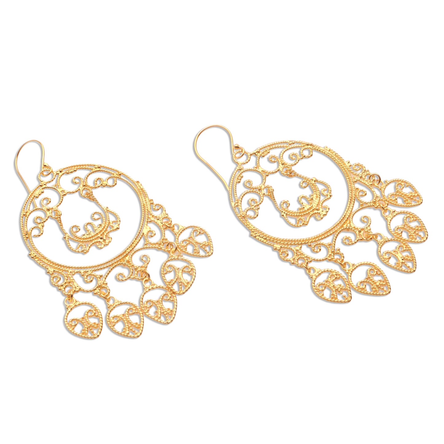 Queen of the Morning Gold Plated Sterling Silver Chandelier Earrings from Bali