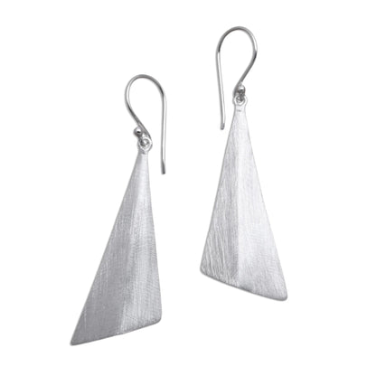 Modern Pyramids Sterling Silver Pyramid Dangle Earrings from Bali