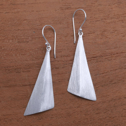 Modern Pyramids Sterling Silver Pyramid Dangle Earrings from Bali