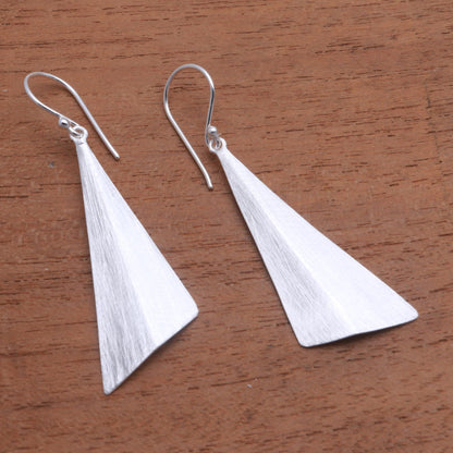 Modern Pyramids Sterling Silver Pyramid Dangle Earrings from Bali