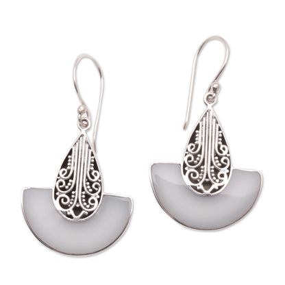 Swirl Clouds Artisan Crafted Sterling Silver and Resin Dangle Earrings