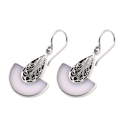 Swirl Clouds Artisan Crafted Sterling Silver and Resin Dangle Earrings