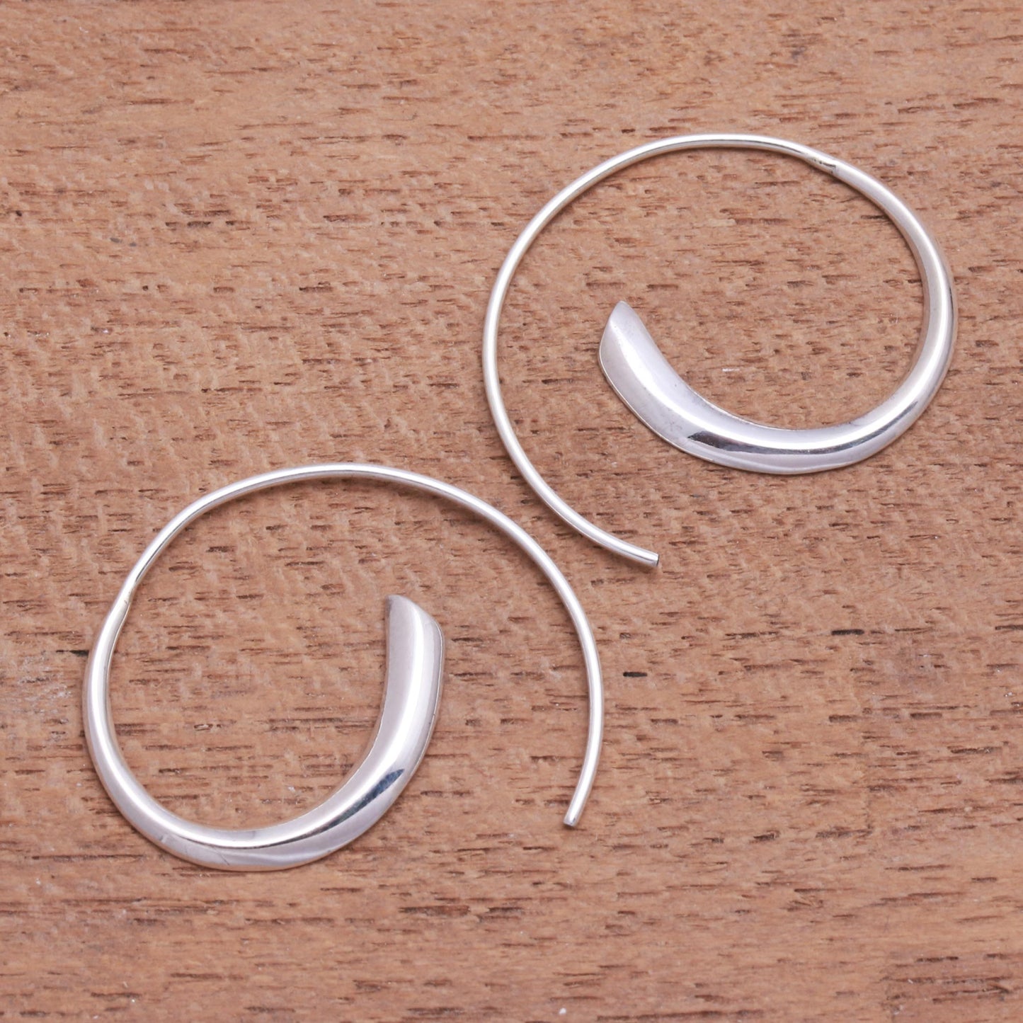 Simple Loops Sterling Silver Half-Hoop Earrings Crafted in Bali