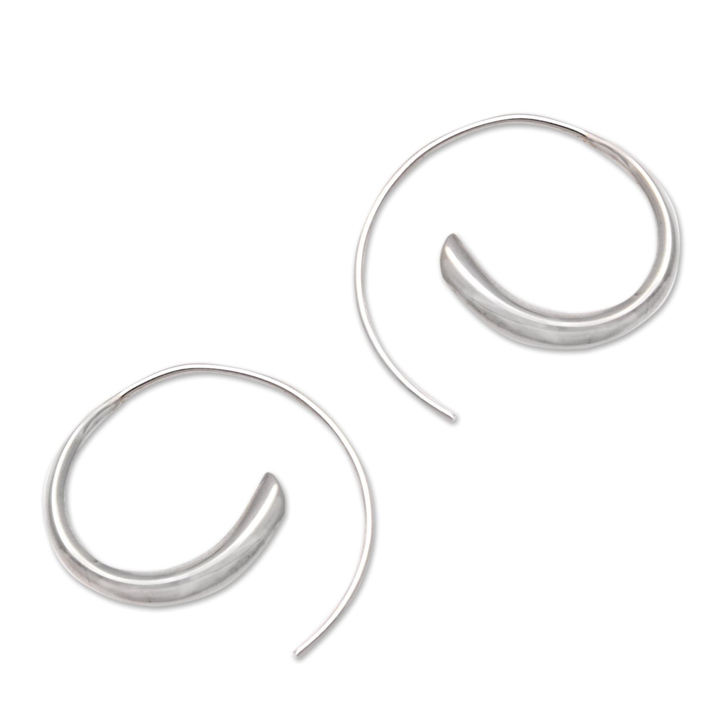 Simple Loops Sterling Silver Half-Hoop Earrings Crafted in Bali