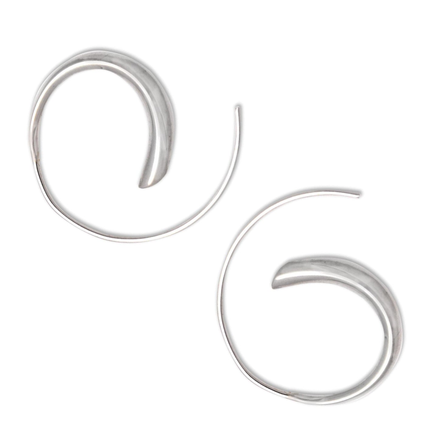 Simple Loops Sterling Silver Half-Hoop Earrings Crafted in Bali