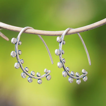 Circle Arches Circle Pattern Sterling Silver Half-Hoop Earrings from Bali