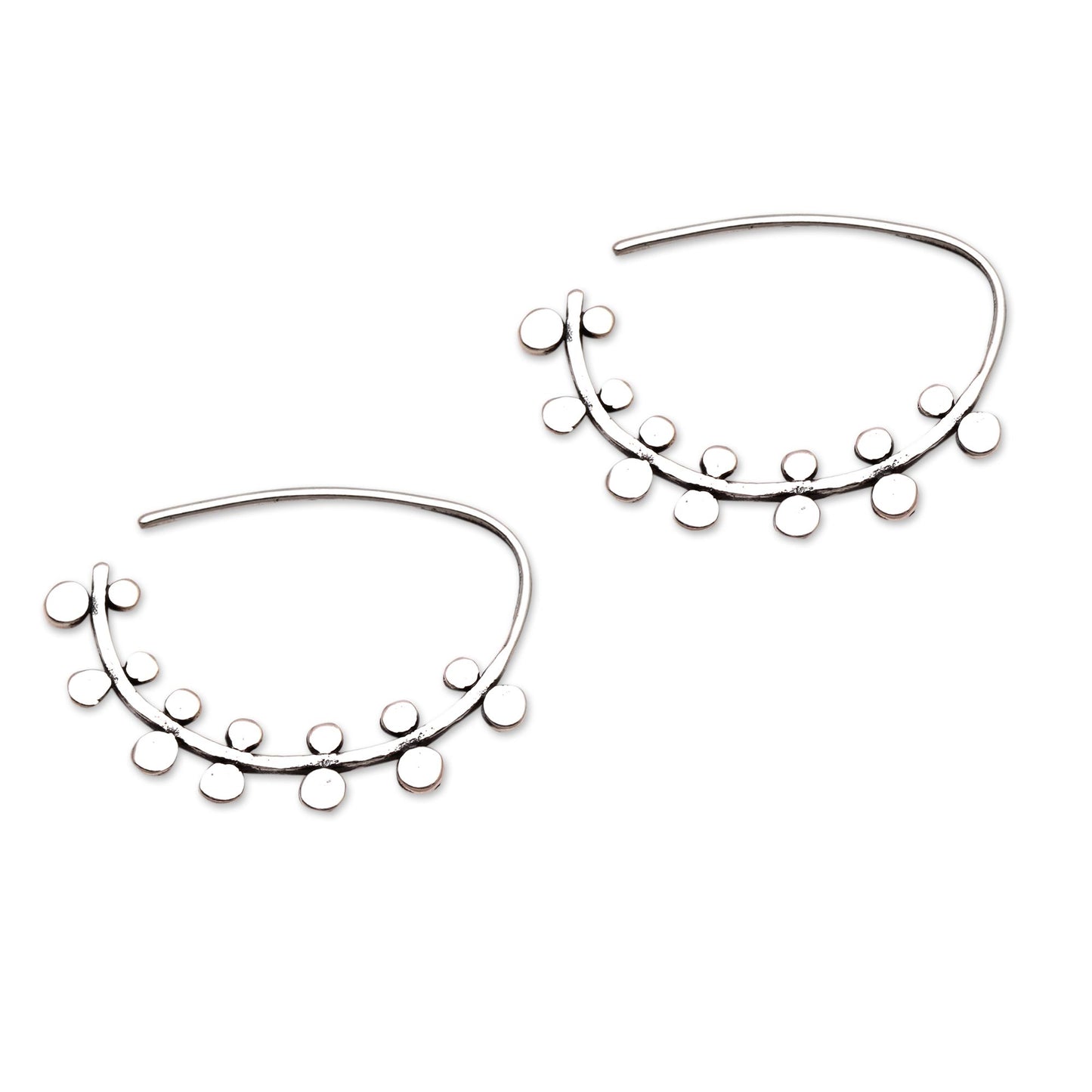 Circle Arches Circle Pattern Sterling Silver Half-Hoop Earrings from Bali