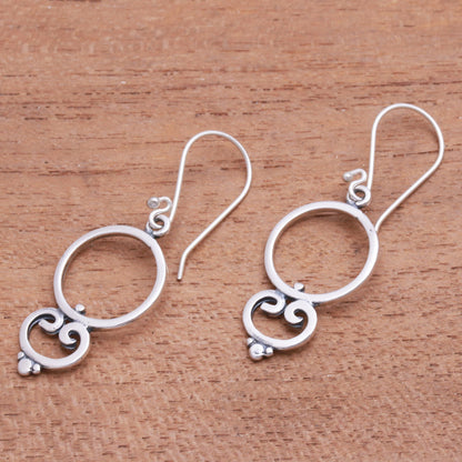 Nice Loops Loop Pattern Sterling Silver Dangle Earrings from Bali