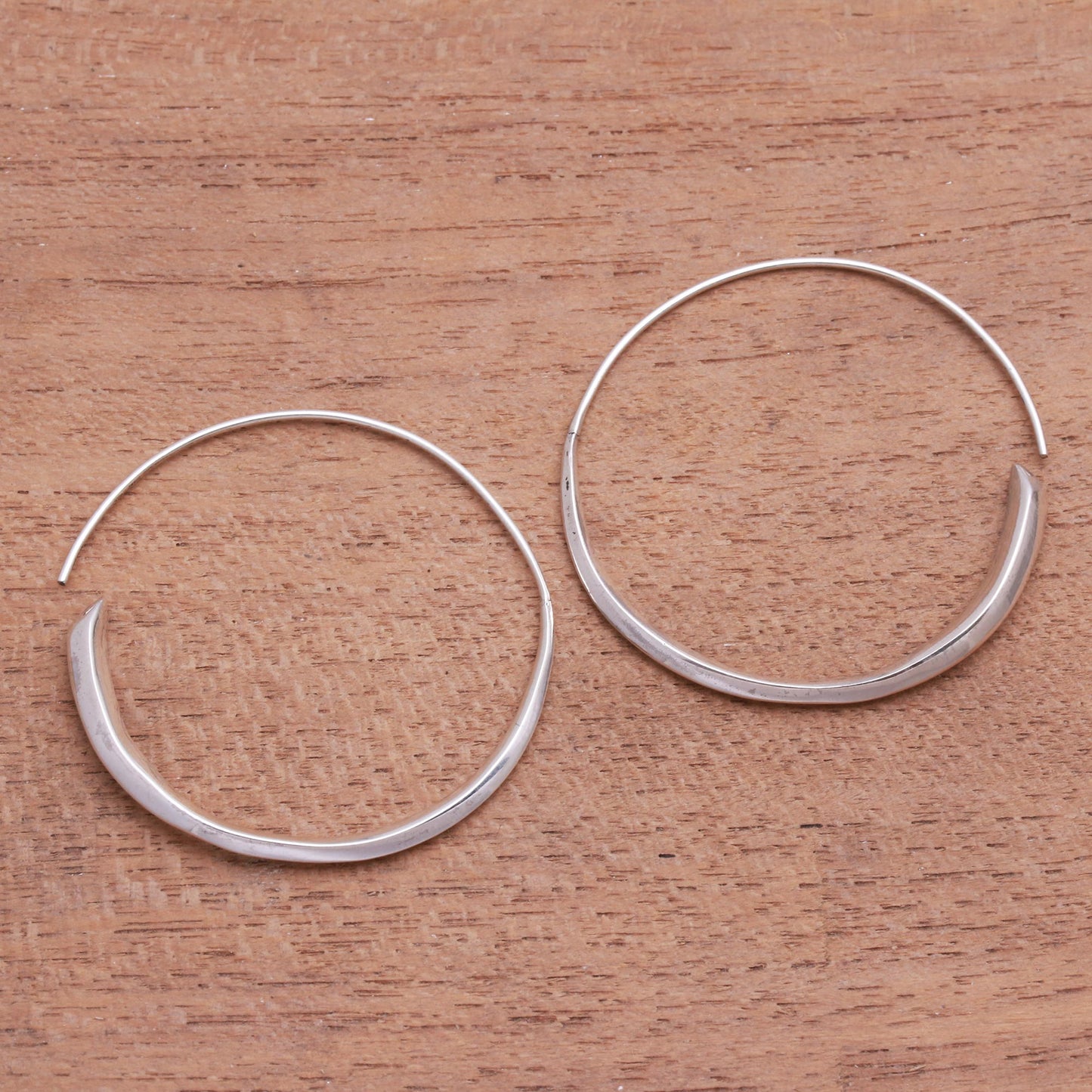 Expanding Beauty Handcrafted Sterling Silver Half-Hoop Earrings from Bali